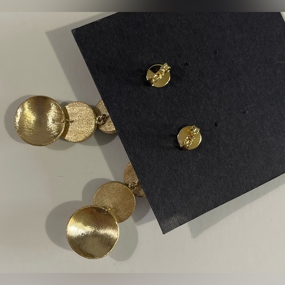 NWT Claudia Labao Gold Textured Earrings - Picture 3 of 3